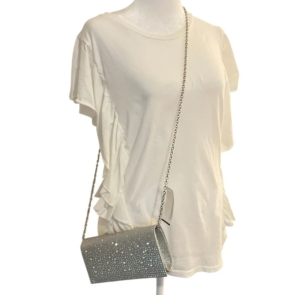 Jessica McClintock Elegant Silver Clutch Bag NWT - Picture 3 of 4